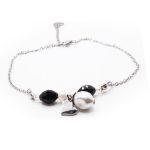 Tobillera de Acero Colgante Plateado Corazón, Esfera Blanco, Negro Medida 29 cm - 8028429