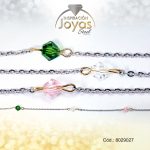 Tobillera de Acero Lisa 2 Tonos Rombo Rosado, Blanco, Verde Medida 27 cm - 8029027 - Imagen 2