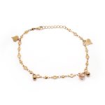 Tobillera de Acero Colgante Dorado Esfera, Corazón Blanco Medida 27 cm - 8030627