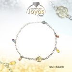 Tobillera de Acero Colgante 2 Tonos Flor, Óvalo Multi Color Medida 27 cm - 8032227 - Imagen 3