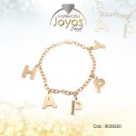 Pulsera de Acero Variado Dorado Happy   Medida 20 cm - 8039320
