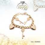 Pulsera de Acero Variado Dorado Corazón, Llave   Medida 20 cm - 8039820 - Imagen 2