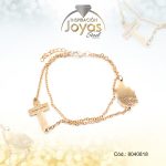 Pulsera de Acero Variado Dorado Cruz, Hojas   Medida 18 cm - 8040818 - Imagen 2