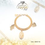 Pulsera de Acero Variado Dorado Mano de Fatima, Corazón, Virgen   Medida 18 cm - 8042118 - Imagen 2