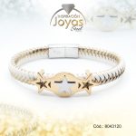 Pulsera de Acero Brazalete Sintético Dorado Estrella Blanco  Medida 20 cm - 8043120