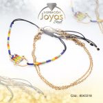 Pulsera de Acero Ajustable Hilo Dorado Mano de Fátima Multi Color  - 8043318