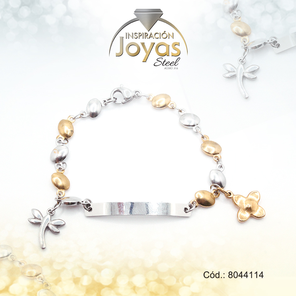 8044114 Pulsera de Acero Infantil 2 Tonos Con Placa Medida 14 cm - 8044114 - Imagen 1
