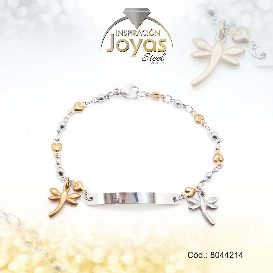 8044214 Pulsera de Acero Infantil 2 Tonos Con Placa Medida 14 cm - 8044214 - Imagen 1