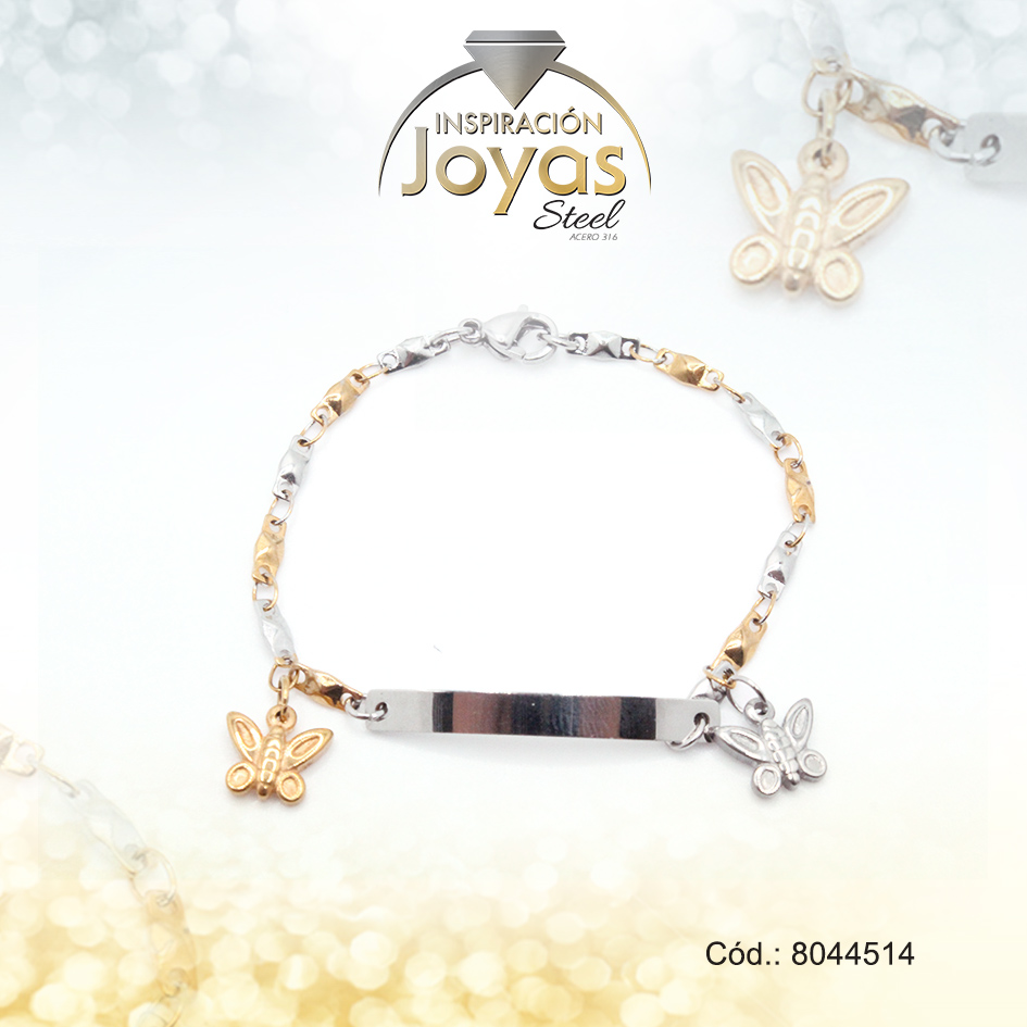 8044514 Pulsera de Acero Infantil 2 Tonos Con Placa Medida 14 cm - 8044514 - Imagen 1