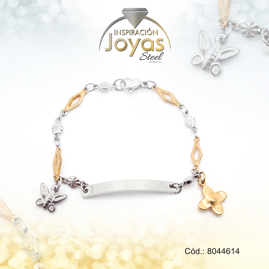 8044614 Pulsera de Acero Infantil 2 Tonos Con Placa Medida 14 cm - 8044614 - Imagen 1