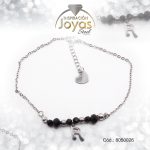 Tobillera de Acero Colgante Plateado Nota Musical, Esfera Negro Medida 26 cm - 8050026 - Imagen 2