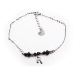 Tobillera de Acero Colgante Plateado Nota Musical, Esfera Negro Medida 26 cm - 8050026