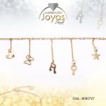 Tobillera de Acero Colgante Dorado Corazón, Mariposa, Genero, Nota, Estrella  Medida 27 cm - 8050727 - Imagen 2