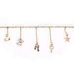 Tobillera de Acero Colgante Dorado Corazón, Mariposa, Genero, Nota, Estrella  Medida 27 cm - 8050727