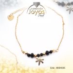Tobillera de Acero Colgante Dorado Libélula Piedra Negro Medida 25 cm - 8054025 - Imagen 2