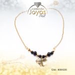 Tobillera de Acero Colgante Dorado Cúpido Piedra Negro Medida 25 cm - 8054225 - Imagen 2