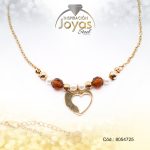 Tobillera de Acero Colgante Dorado Corazón Piedra Marrón Medida 25 cm - 8054725 - Imagen 2