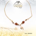 Tobillera de Acero Colgante Dorado Nota Musical Piedra Marrón Medida 25 cm - 8054825 - Imagen 2