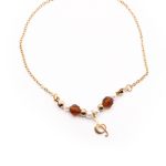 Tobillera de Acero Colgante Dorado Nota Musical Piedra Marrón Medida 25 cm - 8054825