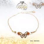 Tobillera de Acero Colgante Dorado Mariposa Piedra Marrón Medida 25 cm - 8054925 - Imagen 2