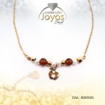 Tobillera de Acero Colgante Dorado Manzana Piedra Marrón Medida 25 cm - 8055025 - Imagen 2