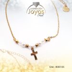 Tobillera de Acero Colgante Dorado Cruz Piedra Blanco Medida 25 cm - 8055125 - Imagen 2