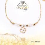 Tobillera de Acero Colgante Dorado Trébol Piedra Blanco Medida 25 cm - 8055225 - Imagen 2