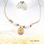 Tobillera de Acero Colgante Dorado Medalla Piedra Blanco Medida 25 cm - 8055325 - Imagen 2