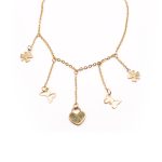 Tobillera de Acero Colgante Dorado Mariposa, Corazón, Trébol  Medida 25 cm - 8055525