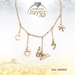 Tobillera de Acero Colgante Dorado Mariposa, Delfin, Libelula, Corazón, Luna  Medida 25 cm - 8055625 - Imagen 2