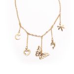 Tobillera de Acero Colgante Dorado Mariposa, Delfin, Libelula, Corazón, Luna  Medida 25 cm - 8055625