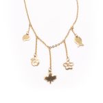 Tobillera de Acero Colgante Dorado Corazón, Mariposa, Manzana, Pez, Flor  Medida 25 cm - 8055725