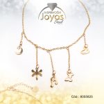 Tobillera de Acero Colgante Dorado Luna, Corazón, Libelula, Nota, Mariposa  Medida 25 cm - 8055825 - Imagen 2