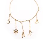 Tobillera de Acero Colgante Dorado Luna, Corazón, Libelula, Nota, Mariposa  Medida 25 cm - 8055825