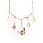 Tobillera de Acero Colgante Dorado Mariposa, Estrella, Delfin, Flor, Corazón  Medida 25 cm - 8055925