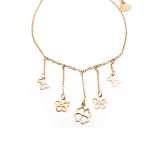 Tobillera de Acero Colgante Dorado Flor, Mariposa  Medida 25 cm - 8056025