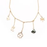 Tobillera de Acero Colgante Dorado Trébol, Flor, Mariposa, Libelula, Triángulo Piedra Verde Medida 25 cm - 8056125