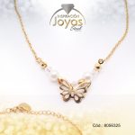 Tobillera de Acero Colgante Dorado Mariposa Piedra Blanco Medida 25 cm - 8056325 - Imagen 2