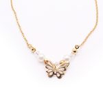 Tobillera de Acero Colgante Dorado Mariposa Piedra Blanco Medida 25 cm - 8056325