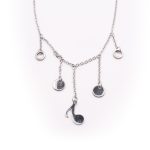 Tobillera de Acero Colgante Plateado Círculo, Nota Musical  Medida 25 cm - 8056625