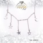 Tobillera de Acero Colgante Plateado Estrella, Luna  Medida 25 cm - 8056725 - Imagen 2