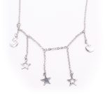 Tobillera de Acero Colgante Plateado Estrella, Luna  Medida 25 cm - 8056725