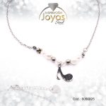 Tobillera de Acero Colgante Plateado Nota Musical, Esfera Blanco Medida 25 cm - 8056825 - Imagen 2