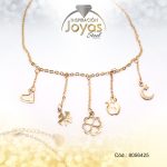 Tobillera de Acero Colgante Dorado Corazón, Flor, Trébol, Manzana, Luna  Medida 25 cm - 8057125 - Imagen 2