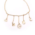 Tobillera de Acero Colgante Dorado Corazón, Flor, Trébol, Manzana, Luna  Medida 25 cm - 8057125 - Imagen 3