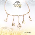 Tobillera de Acero Colgante Dorado Corazón, Flor, Trébol, Manzana, Luna  Medida 25 cm - 8057125 - Imagen 4