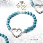 Pulsera de Acero Elástica Piedra Plateado Corazón Azul - 820049