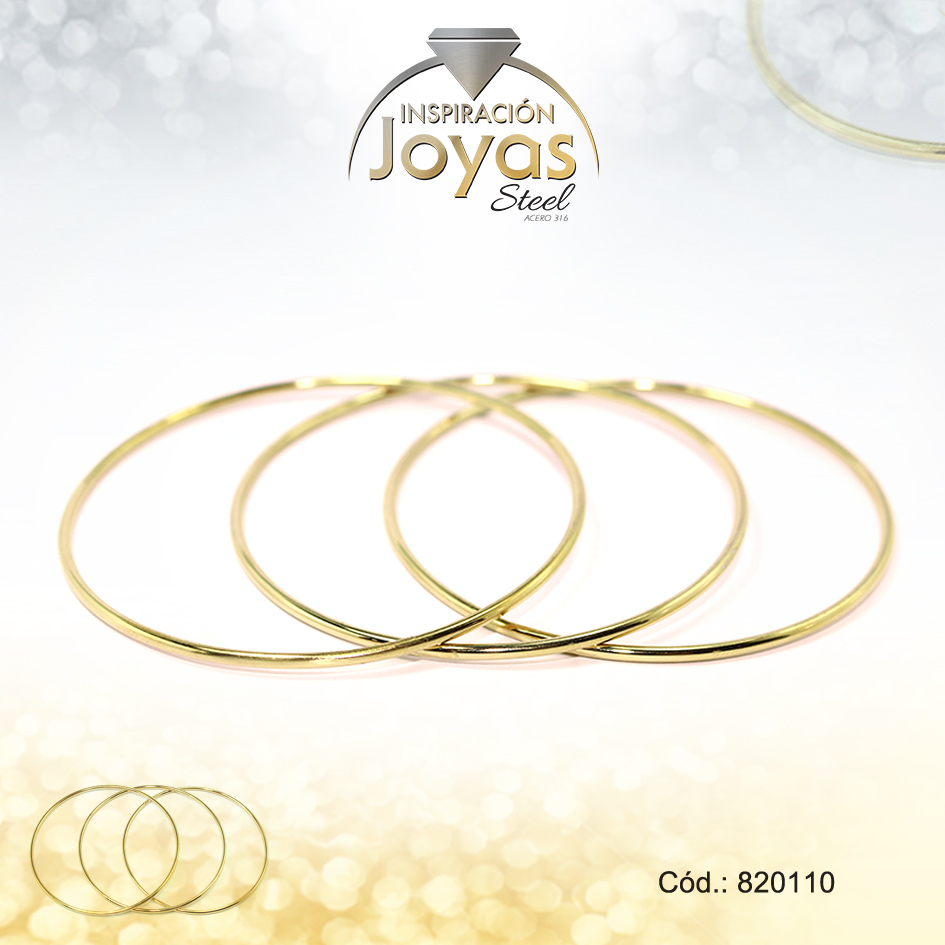 820110 Pulsera de Acero Brazalete Dorado Triple - 820110 - Imagen 1