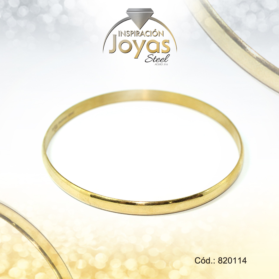 820114 Pulsera de Acero Brazalete Dorado Redondo - 820114 - Imagen 1