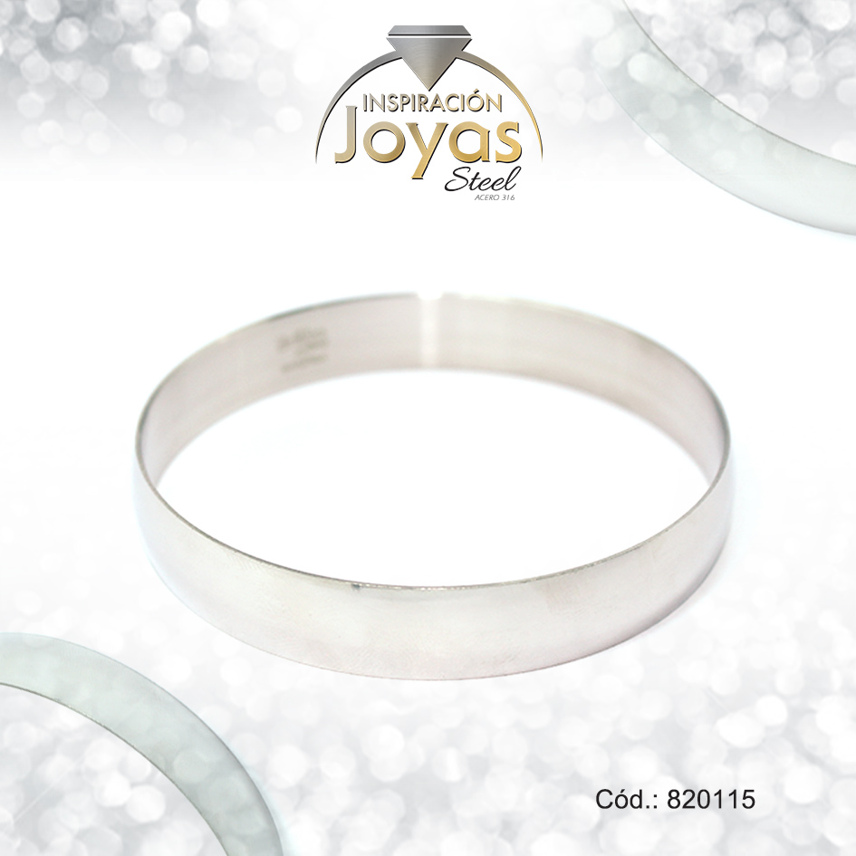 820115 Pulsera de Acero Brazalete Plateado Redondo - 820115 - Imagen 1